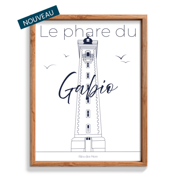 Affiche le phare du Gabio A4 - Bleu des Mers - Julie Aoutin studio graphique